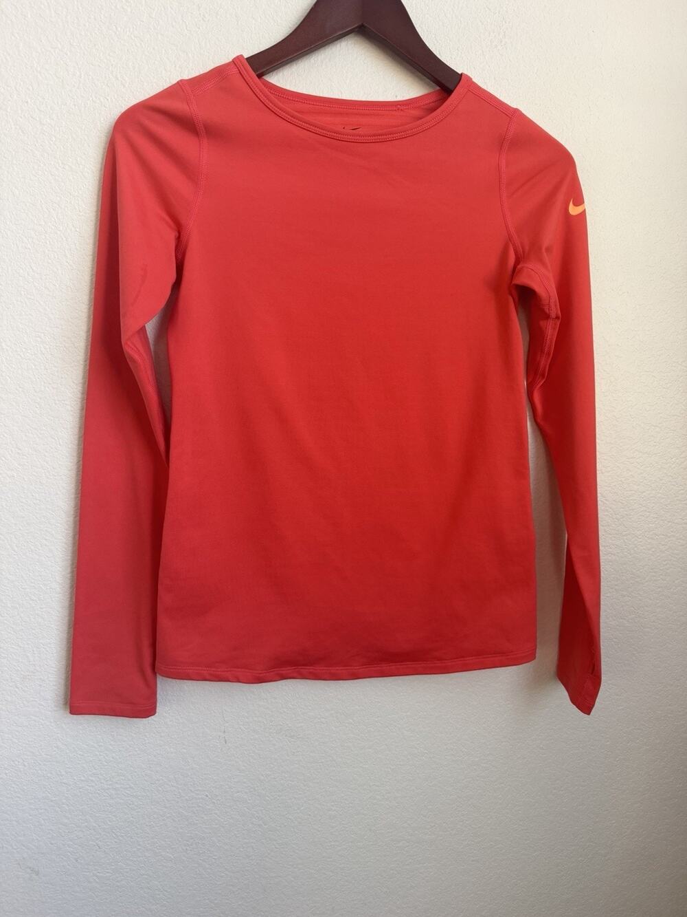 NWT Nike Pro Warm Big Girls Bright Coral Orange Fitted Dri Fit Youth Large